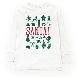 Santa Christmas Icons - Toddler Long Sleeve Graphic Tee and Youth Long Sleeve Graphic T-Shirt - 1 of 3