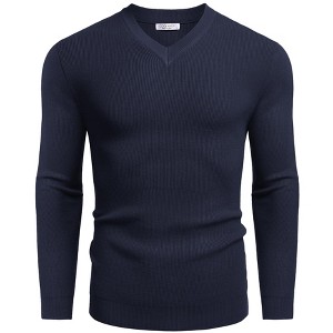 COOFANDY Men V Neck Dress Sweater Knit Long Sleeve Casual Slim Fit Pullover Sweater - 1 of 4
