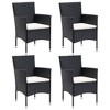 vidaXL 5 Piece Patio Dining Set with Cushions Poly Rattan Black - 59.1" Table Length 4 Chairs - 3 of 4