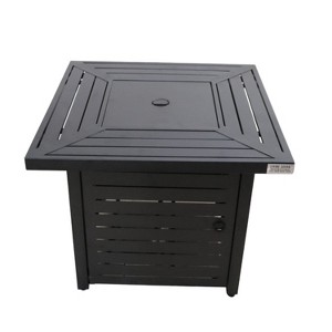 25" H x 30" W Steel Propane Fire Pit Table with Lid (Black), Stylish Outdoor Heating Solution for Patio, Deck, and Backyard Gatherings - 1 of 4