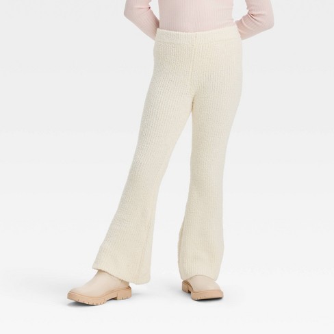 Girls' Cozy Flare Pants - art class™ Light Off-White XS