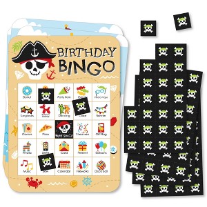 Big Dot of Happiness Pirate Ship Adventures - Picture Bingo Cards and Markers - Skull Birthday Party Bingo Game - Set of 18 - 1 of 4