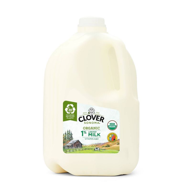 Clover Organic Farms 1% Milk - 1gal, 1 of 2