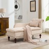 HYLEORY Storage Chaise Lounge, Modern Button Tufted Velvet Upholstered Leisure Accent Chair with Solid Wood Legs & Lumbar Pillow (right Armrest) - 4 of 4