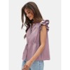EXLURA Womens Button Down Blouses Casual Ruffle Cap Sleeve Crewneck Summer Peplum Drawstring Tops - 3 of 4