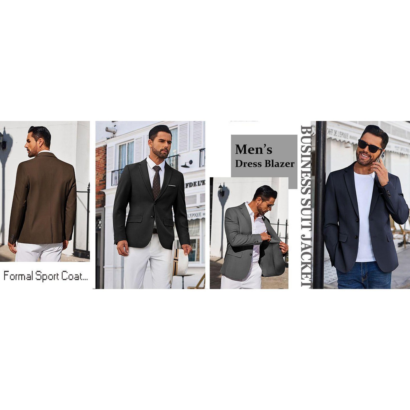 Мужской пиджак COOFANDY Blazer Business Suit Jacket Slim Fit Two Button Casual Sport Coats Grey, цвет: Серый — фото 7