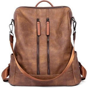 Leather Backpack Purse  Convertible Large Travel Ladies Designer Fashion Casual College Shoulder Bag - 1 of 4