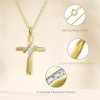 GILDED Small 14KT Yellow Gold Plated & Sterling Silver Natural Round-Cut Diamond Accent 3 Stone Cross Pendant with an 18 Inch Chain - 2 of 4