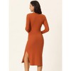 Seta T Women's Fall Winter Long Sleeve V Neck Ribbed Knit Side Slit Twist Front Midi Sweater Dress - 4 of 4