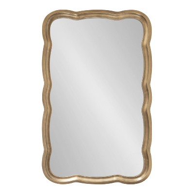 Gold Scalloped Rectangular Wood Wall Mirror, 24x38