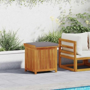 vidaXL Cushion Box Natural wood, Dark grey cushion - 1 of 4
