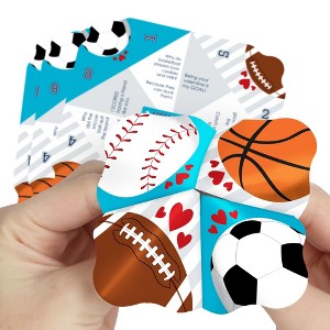 Big Dot of Happiness Go, Fight, Win - Sports - Valentine’s Day Party Cootie Catcher Game - Valentine Jokes for Kids Fortune Tellers - Set of 12 - 1 of 4