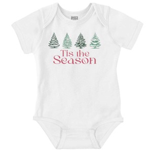 Classic Christmas Tree Tis The Season Baby Romper Boys or Girls Brisco Brands - 1 of 4