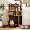 Tangkula Large Wooden Cat Litter Box Enclosure w/ Storage Shelves Condo End Table - 3 of 4
