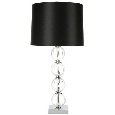 Elegant Art Deco Inspired 31" Black Crystal Globe Table Lamp