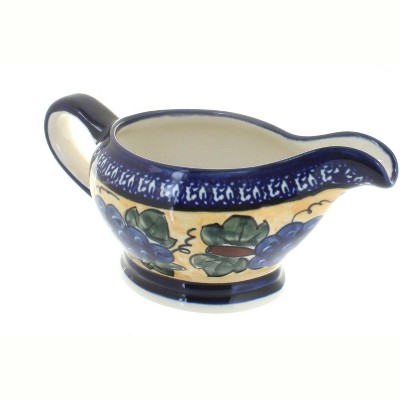 Blue Rose Polish Pottery Grapes Gravy Boat