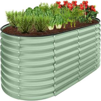 Best Choice Products 4x2x2ft Outdoor Raised Metal Oval Garden Bed, Planter Box for Vegetables, Flowers