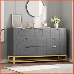 Dresser for Bedroom, 53.5" Wide Dresser Organizer, 7 Drawer with Golden Metal Handle and Legs - 1 of 4
