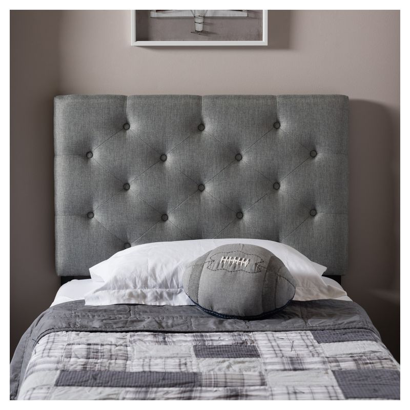 Twin Viviana Modern And Contemporary Fabric Upholstered Button Tufted Headboard Gray - Baxton Studio, 5 of 6