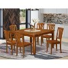 HomeStock 7-Piece Square Saddle Brown Finish Solid Wood Top Dining Table with 6-Chairs - 2 of 4