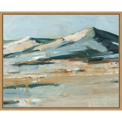 Spring Mountain View II Abstract Landscape Canvas Print with Maple Frame