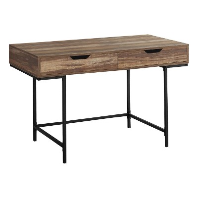 Monarch Specialties Computer Desk Home Office Laptop Storage Drawers 48InchL Work Metal Laminate Brown Black Contemporary Modern