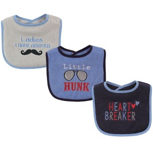 Luvable Friends Baby Boy Cotton Drooler Bibs with Fiber Filling 3pk, Hunk, One Size - 1 of 1