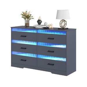 Fredees 7-Drawer Dresser for Bedroom with LED Light, Modern Black Chest with Charging Station for Closet, Living Room, Hallway - 1 of 4