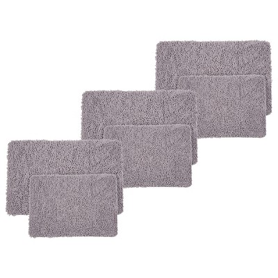 Lavish Home Gray 3-Piece 58x24 Chenille Bathroom Rugs