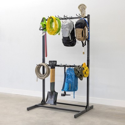 Teal Triangle Black Steel Double Level Freestanding Storage Rack
