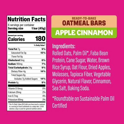 Sweet Loren's Gluten Free & Vegan Apple Cinnamon Oatmeal Bars - 9.5oz/6ct
