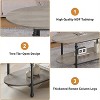 Farmhouse Oval Coffee Table, 2 Tier Center Table with Open Storage, Modern Industrial Tea Table, Wooden Cocktail Table with Metal Frame - 4 of 4