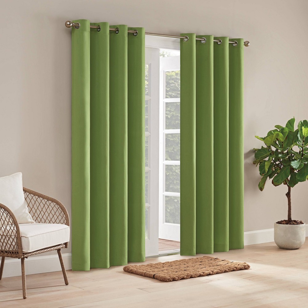 Photos - Curtains & Drapes 84"x52" Hampton Solid Outdoor Room Darkening Curtain Panel Green - Waverly