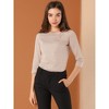Allegra K Women's Work Office 3/4 Sleeve Boat Neck Houndstooth Printed Blouse - 3 of 4