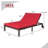 Costway 2-Person Patio Rattan Lounge chair Chaise Recliner Adjustable Cushioned Red - image 3 of 4