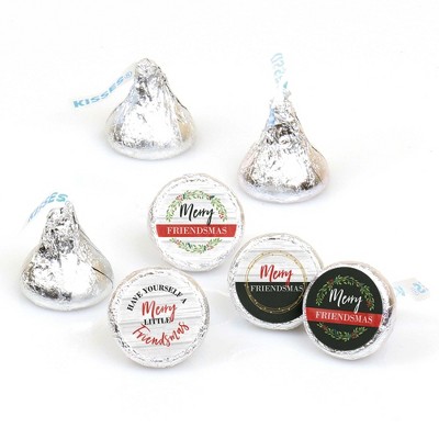 Big Dot of Happiness Rustic Merry Friendsmas - Friends Christmas Party Round Candy Sticker Favors - Labels Fit Hershey's Kisses (1 Sheet of 108)