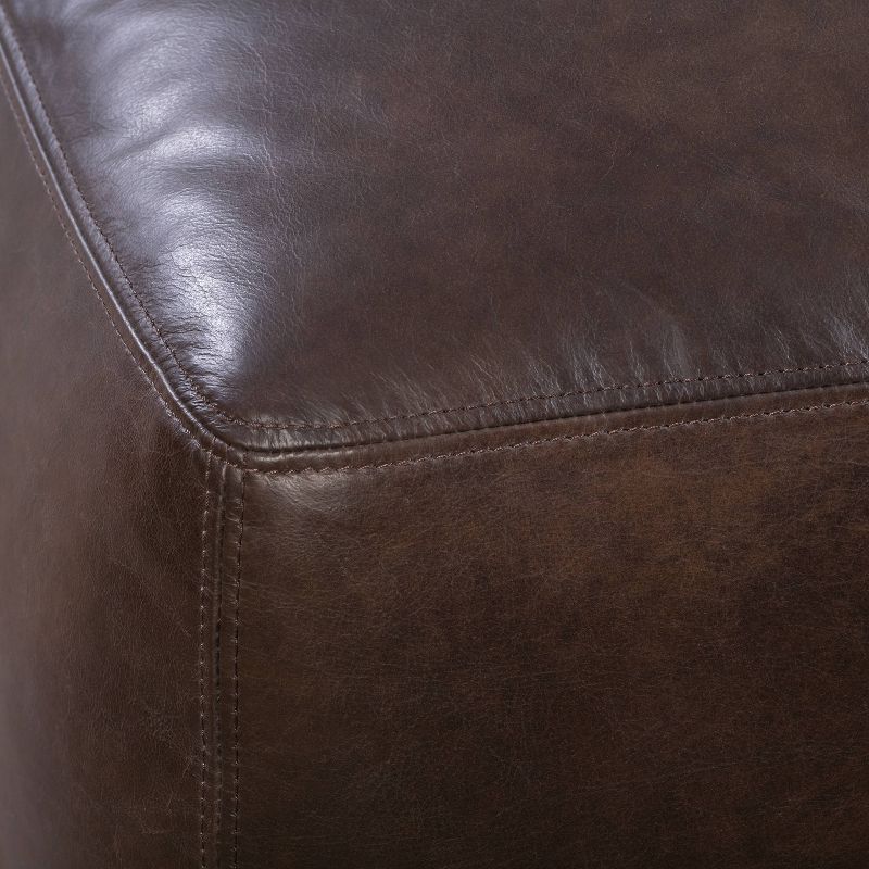 Maine Leather Ottoman - Poly & Bark, 6 of 10
