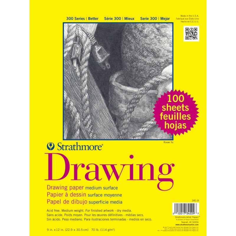 Strathmore 300 Series Drawing Paper, 9 x 12 Inches, 70 lb, 100 Sheets, 1 of 2