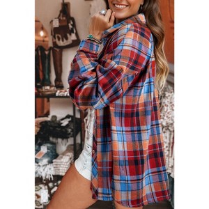 Orange Plaid Print Loose Vintage Shirt - 1 of 1