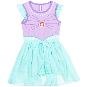Disney Princess Moana Frozen Rapunzel Jasmine Belle Girls Romper With Skirt Overlay Little Kid to Big - 1 of 4
