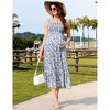 Women Smocked Maternity Boho Dress Summer Casual Spaghetti Strap Ruffle Sleeveless Flowy Maxi Dress Baby Shower Photoshoot Blue Small - 4 of 4