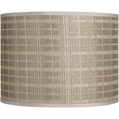 Springcrest Gray Weave Medium Drum Lamp Shade 15" Top x 15" Bottom x 11" High (Spider) Replacement with Harp and Finial