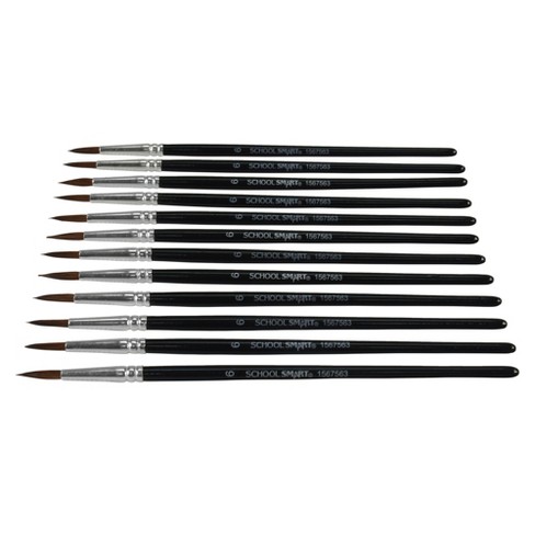 School Smart Long Handle Watercolor Brushes, Round, Size 6, pk of 12 - image 1 of 4
