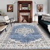 Living Room Rug Washable Vintage Medallion Carpet Non Slip Low Pile Distressed Throw Mat for Dining Room Home Office Decor - 2 of 4