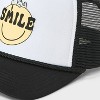Girls' Peanuts Snoopy Smile Trucker Hat - Black: Adjustable Snapback, Midweight Twill, Smiley Face Design - 3 of 3