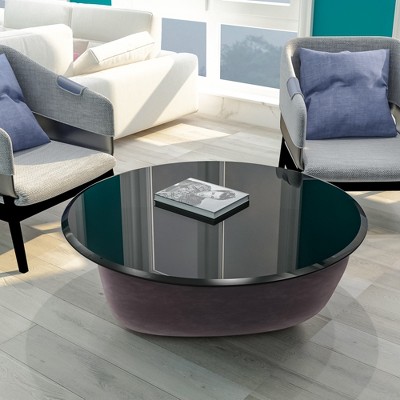 Bencmate Coffee Tables Round Glass Table Top For Living Room, Office, Tabletop Only, Anti-Impact, Heat-Resistant Glass, Black, 38.6"*38.6"*0.4"
