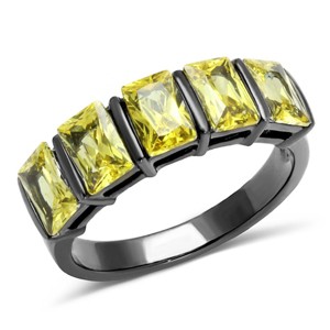 Slickblue Women's Ring, Light Black, Five Topaz CZ Stones, Oblong Row Design, IP Gun Finish, Stainless Steel, Sizes 5–10 - 1 of 4