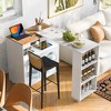 JUJABU Rolling Kitchen Island with Extended Table,Power Outlets and 2 Fluted Glass Doors - 3 of 4