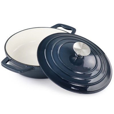 MegaChef 2 qt. Round Enameled Cast Iron Braiser Pan in Green