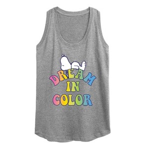 Women's - Peanuts - Dream In Color Graphic Racerback Tank - 1 of 4